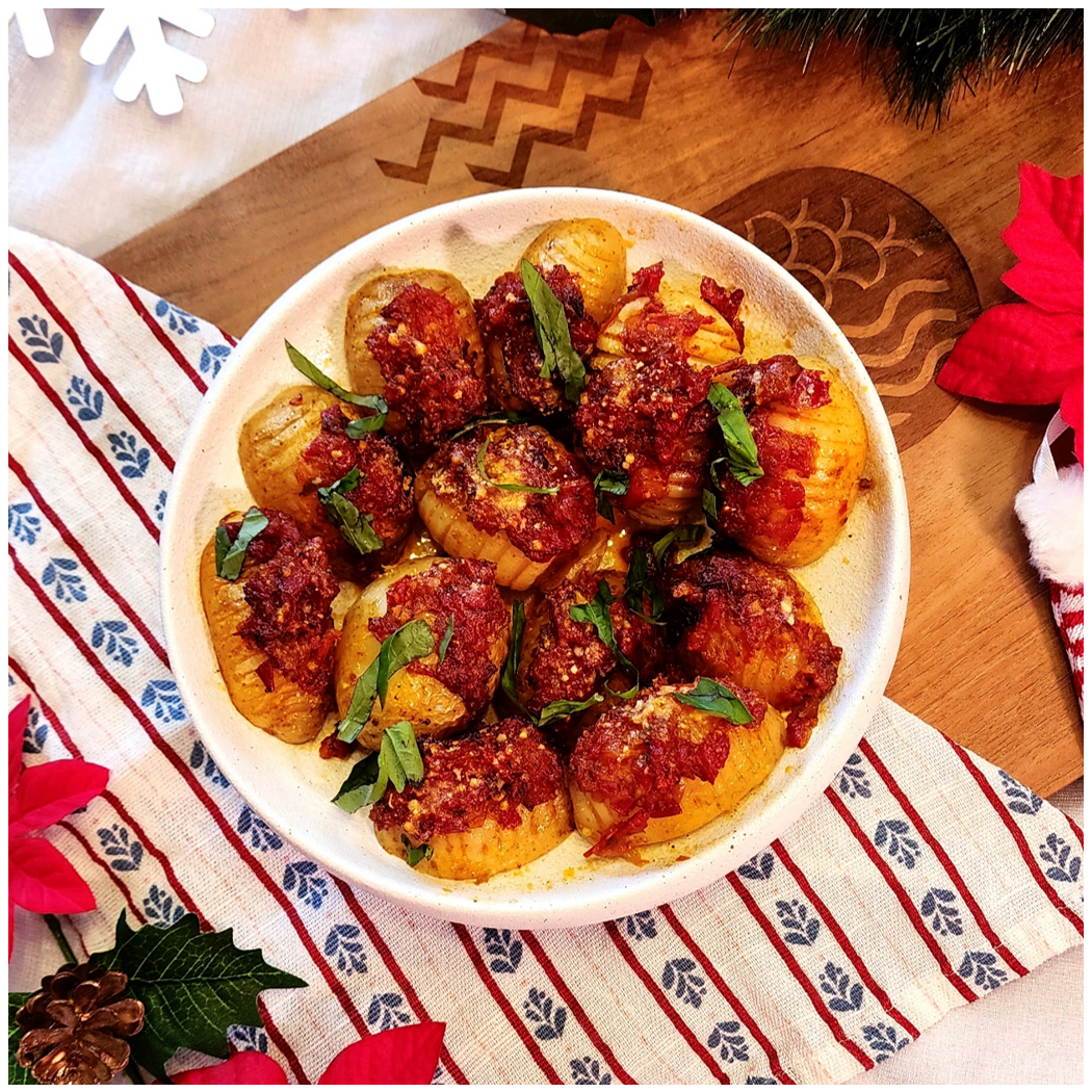 Calabrese Hasselbacked Potatoes