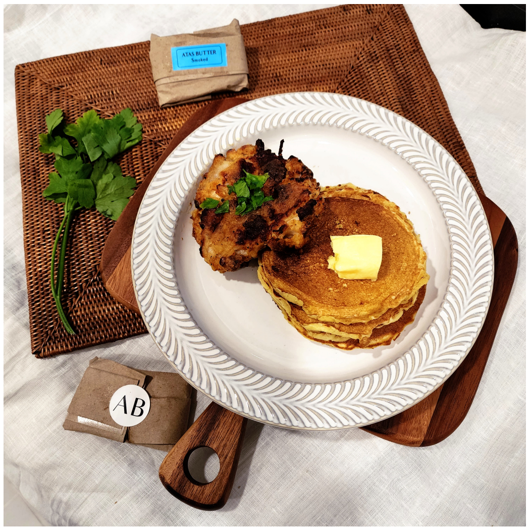 Smoked butter air-fried chicken and pancakes (Serves 2)