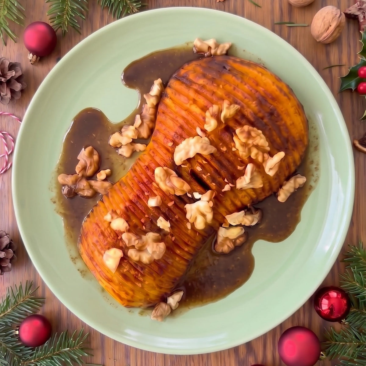 Maple Pecan Squash with Christmas Spices
